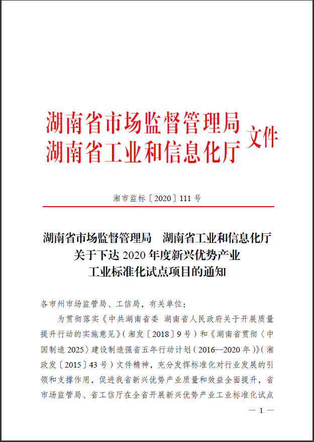 九游体育(中国)官方网站智能获省级标准化试点项目立项